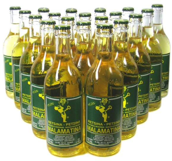 Retsina Malamatina bottles