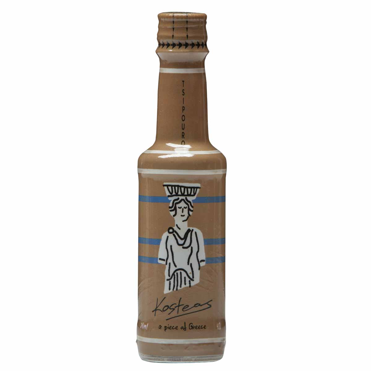Collectible Miniature Tsipouro from Kalamata without anise, "Caryatid", 50ml, 41%vol, "Kosteas"