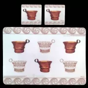 Gold Cup of Mycenae, set of 2 Coasters + 2 Placemats, Vinyl, "Hellenic Culture Organization"