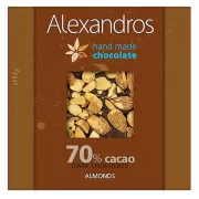 Handmade Dark Chocolate with Almonds, 90gr, "Alexandros"