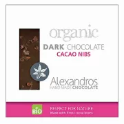 Organic Handmade Dark Chocolate with Cacao Nibs (70% Cacao), 90gr, "Alexandros"