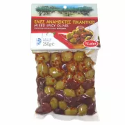 Gemischte Oliven mit Chilli, ohne Salzzusatz, 250gr, "Laios"